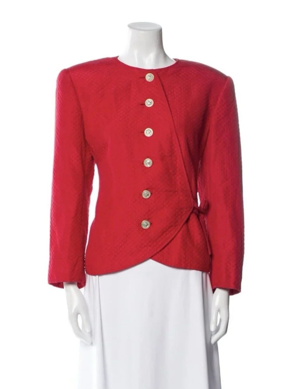 Valentino Night Authentic Solid Red Quilted Long Sleeve Jacket IT 48 US 14 Large
